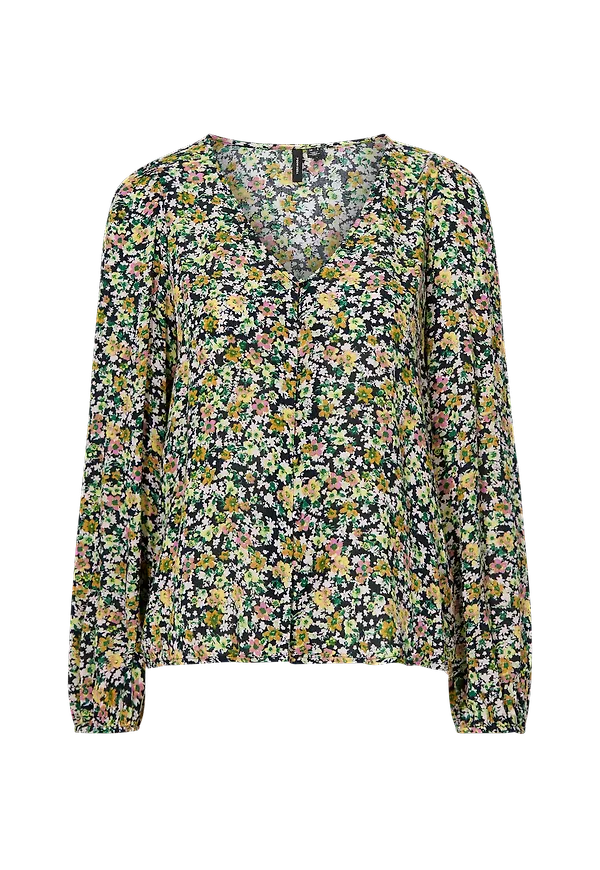 Vero Moda - Blus vmGloria L/S V-neck Shirt - Svart