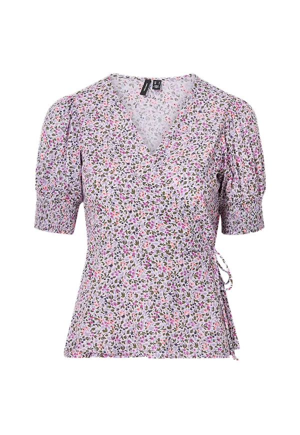 Vero Moda - Blus vmHilly S/S Wrap Top Exp - Lila