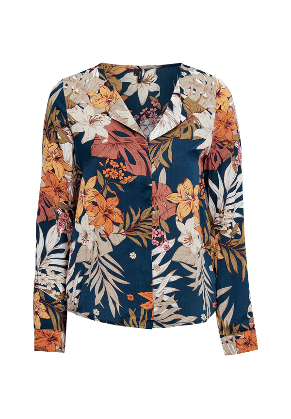 Vero Moda - Blus vmIvy Flower LS Shirt - Blå