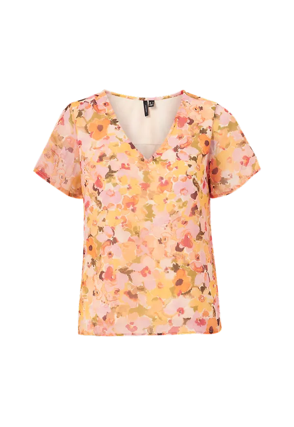 Vero Moda - Blus vmSmilla SS V-neck Top Wvn GA - Vit - 44