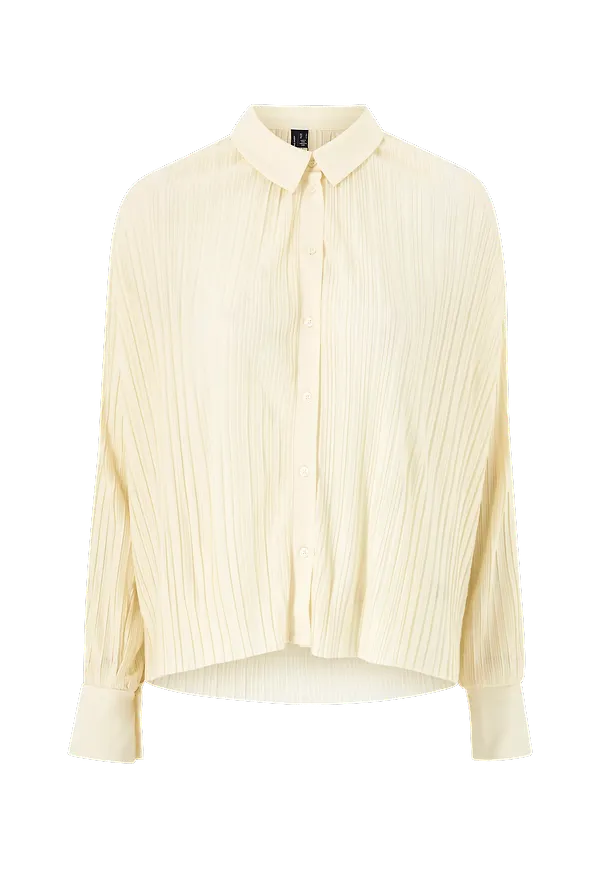 Vero Moda - Blus vmSutton L/S Pleated Shirt SB6 - Beige - 34