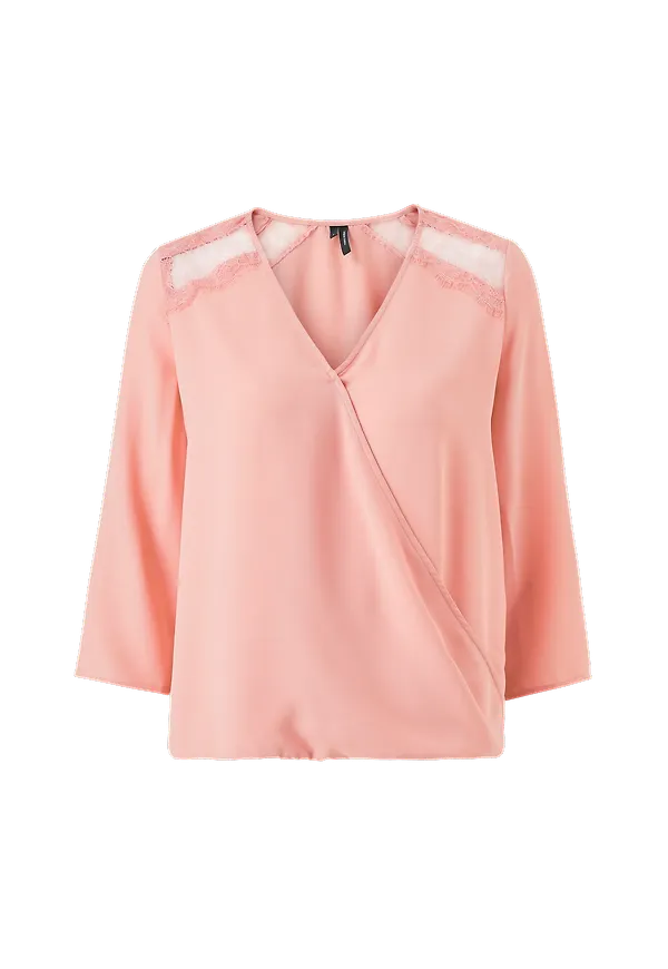 Vero Moda - Blus vmTinsley 3/4 Lace - Rosa