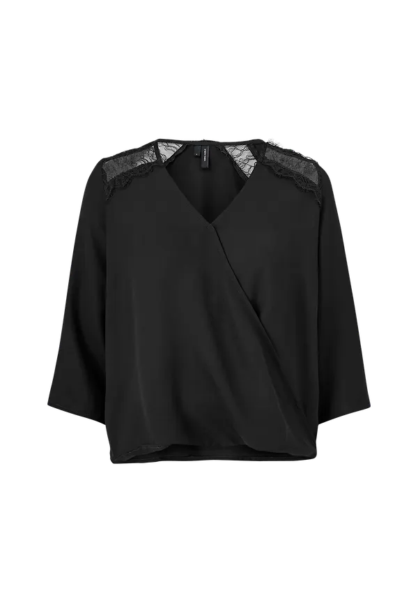 Vero Moda - Blus vmTinsley 3/4 Lace - Svart