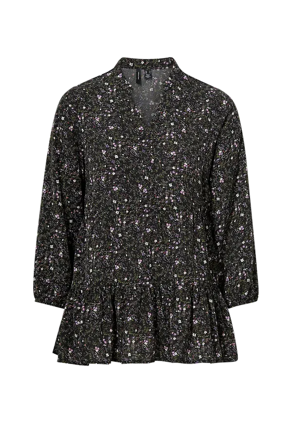 Vero Moda - Blus vmUni Zuggi 7/8 V-neck Long Top - Svart