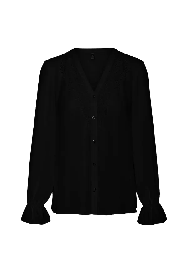 Vero Moda - Blus vmZigga L/S Lace Shirt - Svart