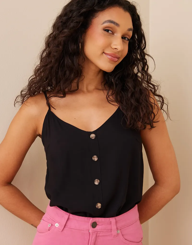 Vero Moda - Blusar & Skjortor - Vmvica Button Singlet Wvn Ga Noos - Blusar & Skjortor