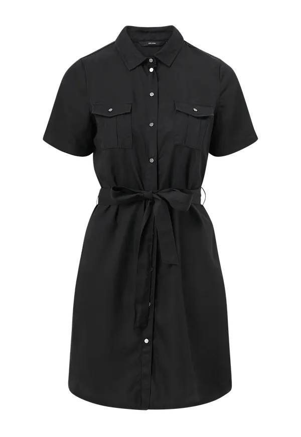 Vero Moda - Jeansklänning vmSilja SS Short Shirt Dress - Svart