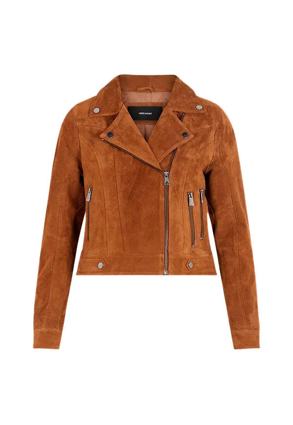 Vero Moda - Mockajacka vmRoycesalon Short Suede Jacket - Brun