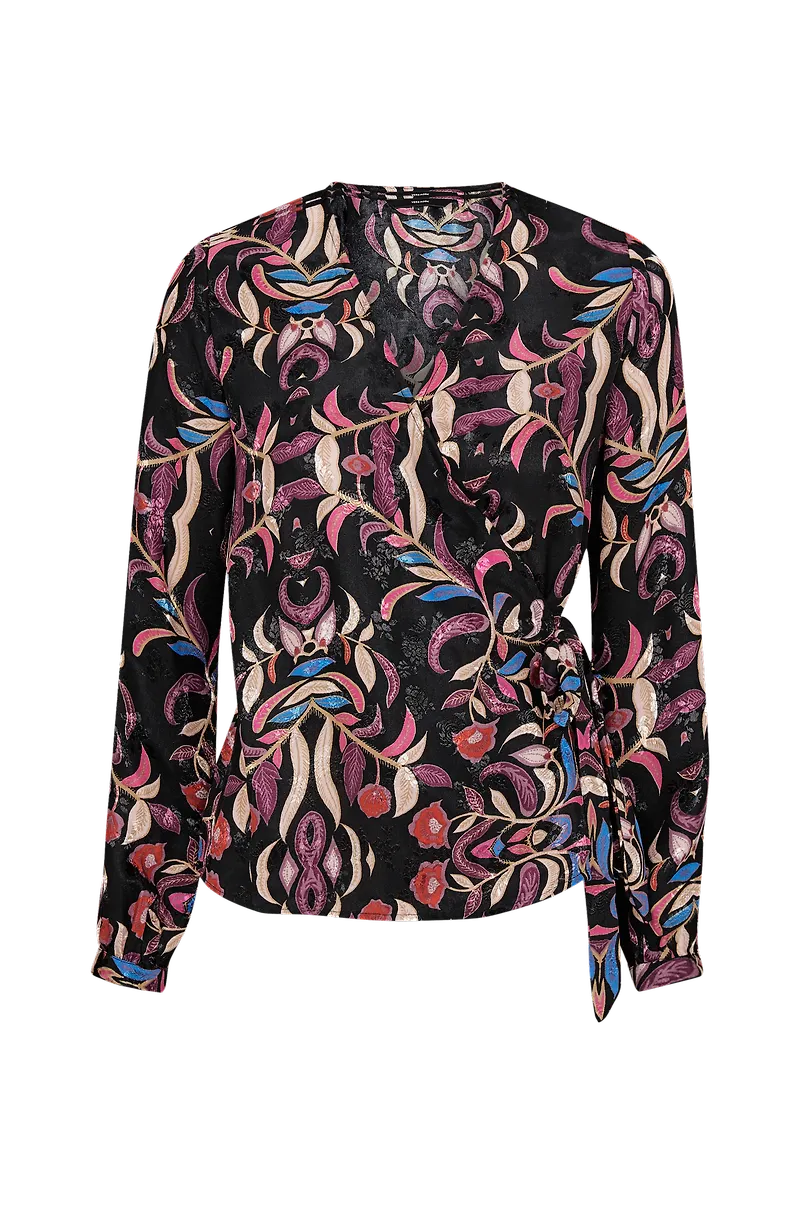 Vero Moda - Omlottblus vmGyana LS Wrap Top - Svart