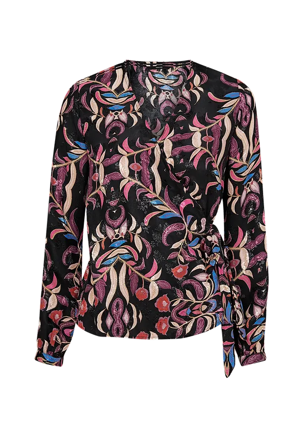 Vero Moda - Omlottblus vmGyana LS Wrap Top - Svart