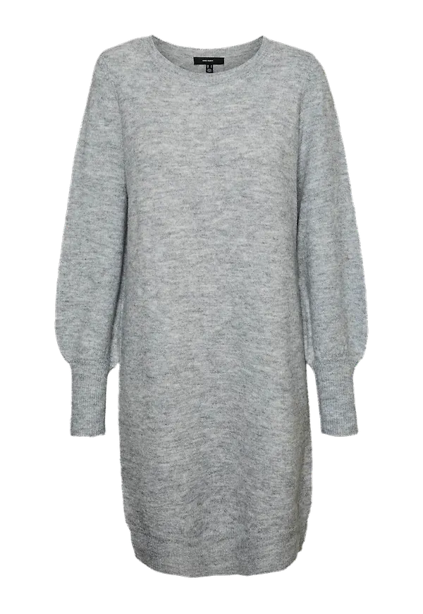 Vero Moda - Stickad klänning vmSimone LS O-neck Dress - Grå