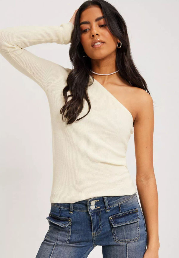 Vero Moda - Stickade tröjor - Birch - Vmcara One Shoulder Knit Top Vma - Tröjor - Knitted sweaters
