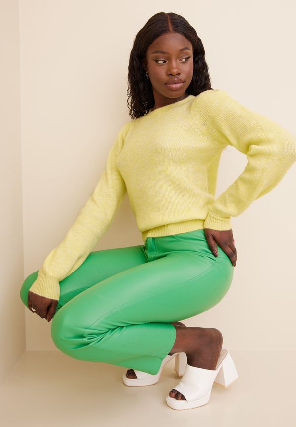 Vero Moda - Stickade tröjor - Lemon Meringue W. Melange - Vmlefile Puff Ls O-Neck Blouse Ga L - Tröjor - Knitted sweaters