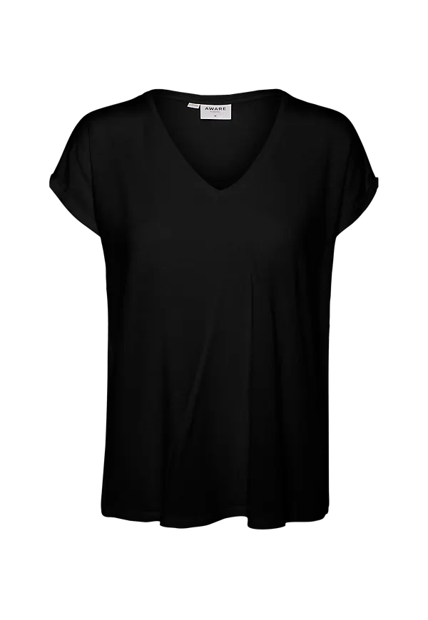 Vero Moda - Topp vmAva SS V-neck Tee - Svart