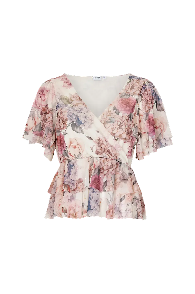 Vero Moda - Topp vmBlair SS V-neck Top - Beige