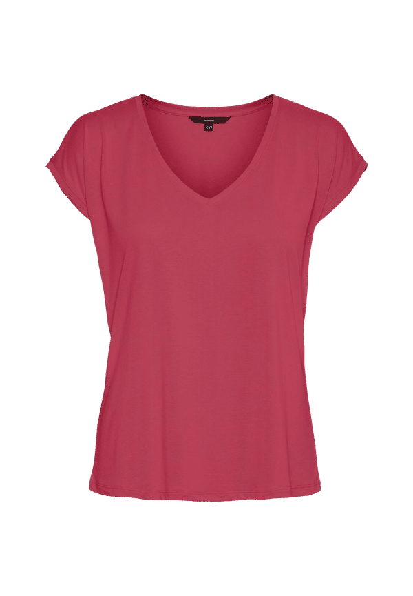 Vero Moda - Topp vmFilli SS V-neck Tee GA Noos - Röd