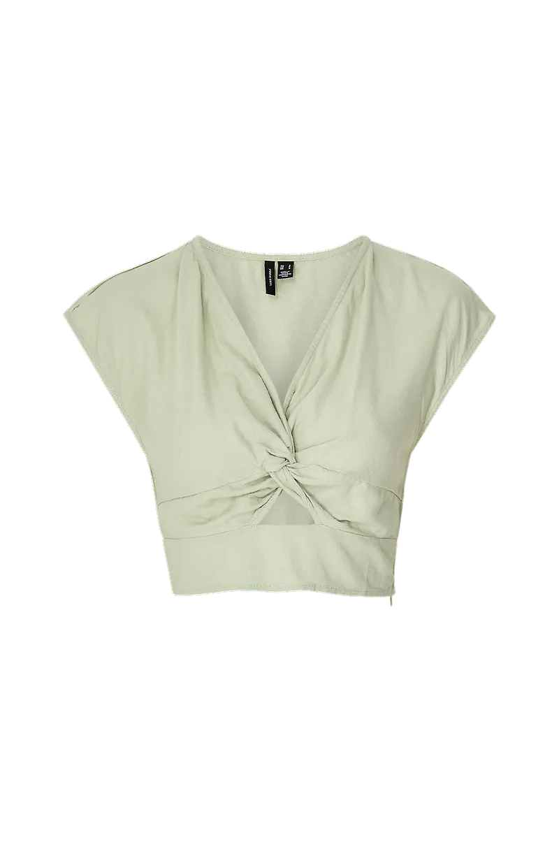 Vero Moda - Topp vmJesmilo C/S Crop Top Wvn - Beige