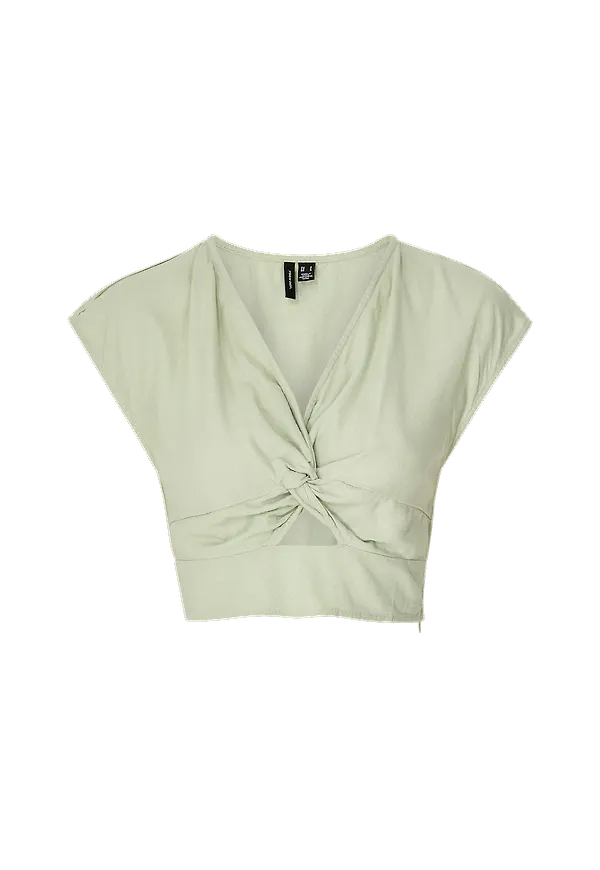 Vero Moda - Topp vmJesmilo C/S Crop Top Wvn - Beige