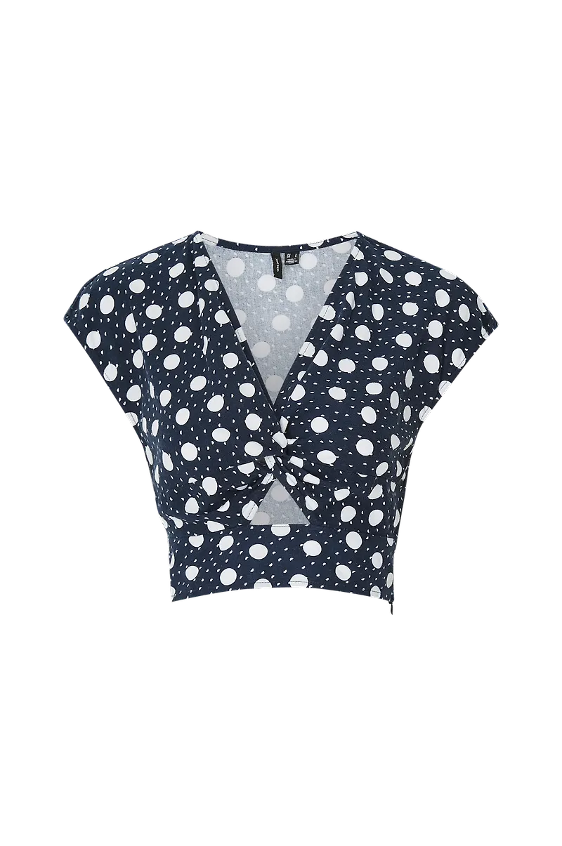 Vero Moda - Topp vmJesmilo C/S Crop Top Wvn - Blå