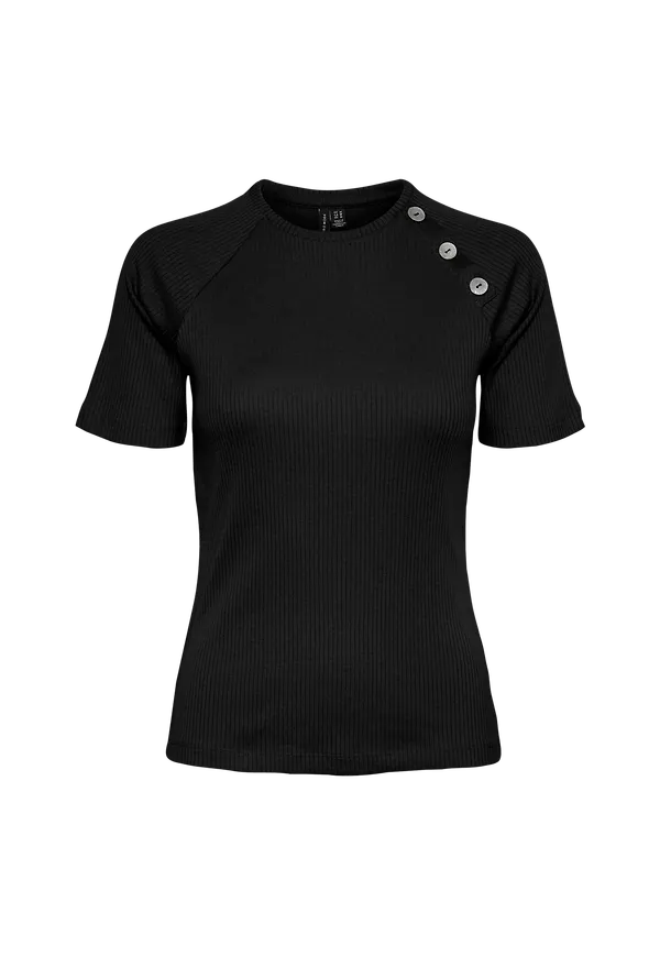 Vero Moda - Topp vmPolly S/S Button Top - Svart