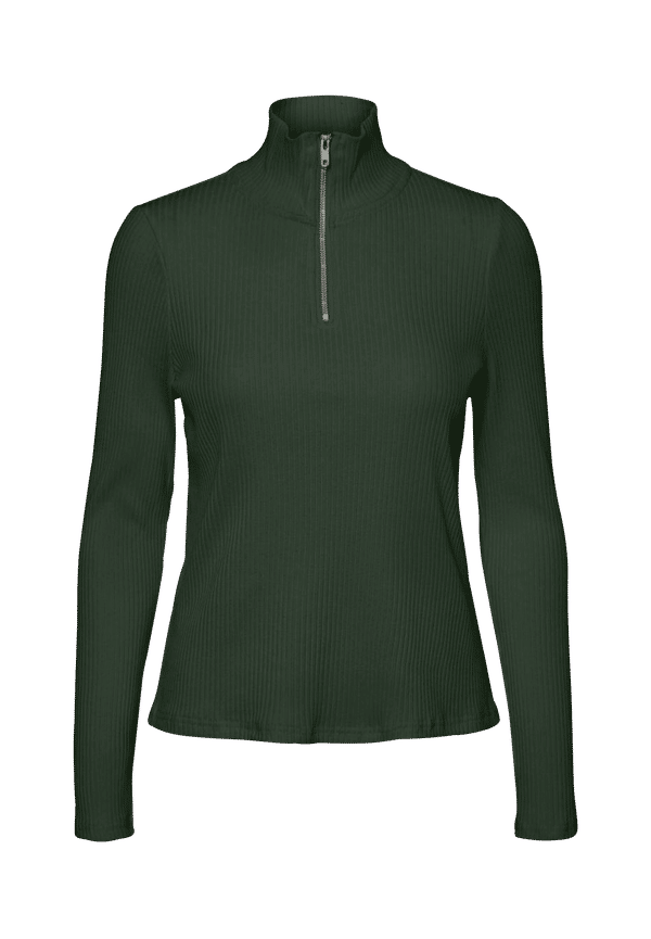 Vero Moda - Topp vmRachel L/S Highneck Rib Top - Grå - 36/38