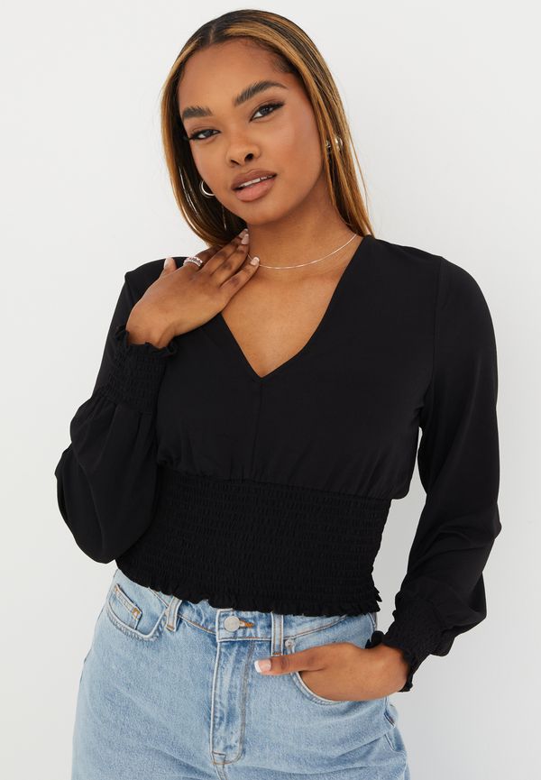 Vero Moda - Toppar - Vmalberta L/S V-Neck Smock Top SB1 - Toppar