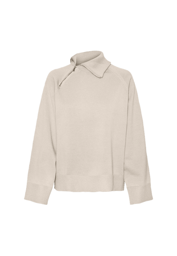 Vero Moda - Tröja vmVivan 3/4 High Neck Half Zip Knit - Grå - 36/38