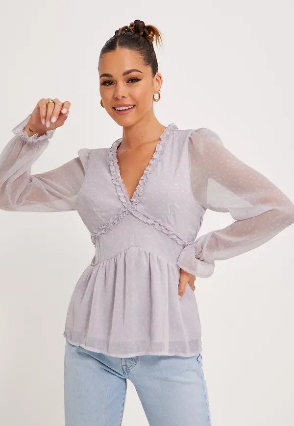 Vero Moda - Vardagsblusar - Vmwonda Frill L/S Blouse Exp Ga - Blusar & Skjortor - Everyday blouses
