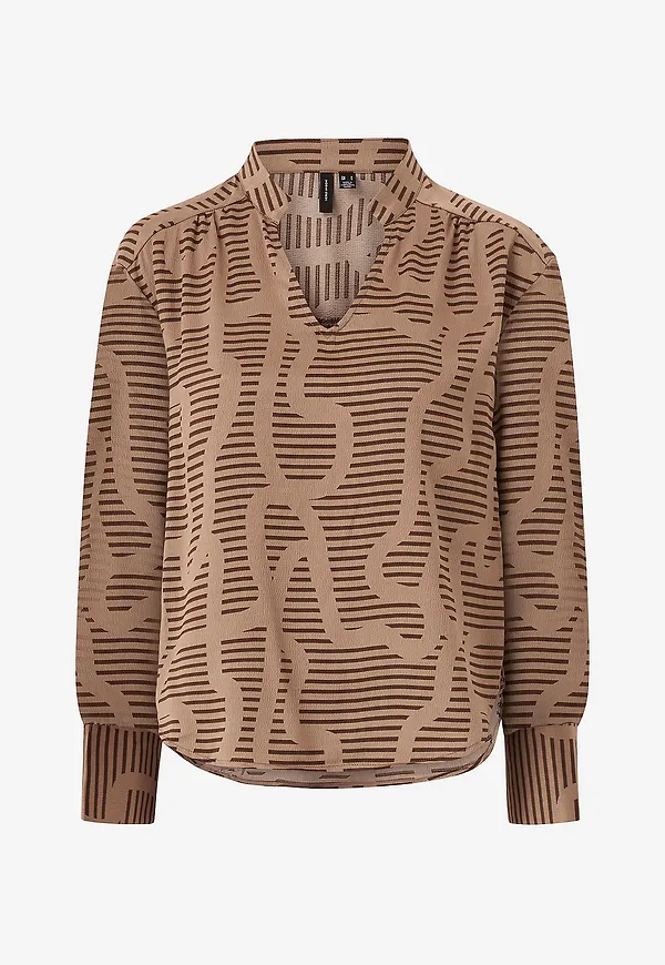 Vero Moda - Blus vmDaisy L/S V-neck Midi Top Wvn - Brun