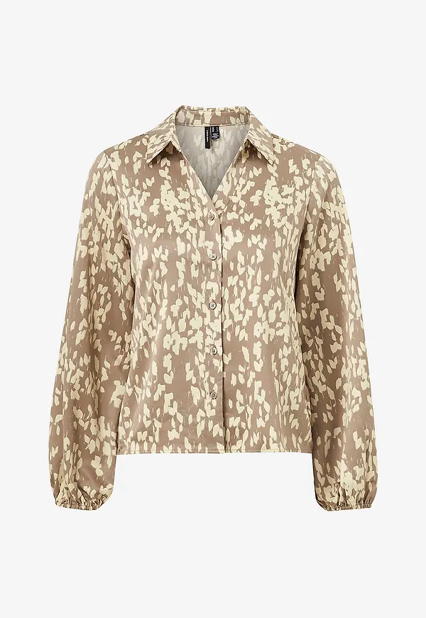 Vero Moda - Blus vmMerle L/S V-neck Top Wvn - Brun