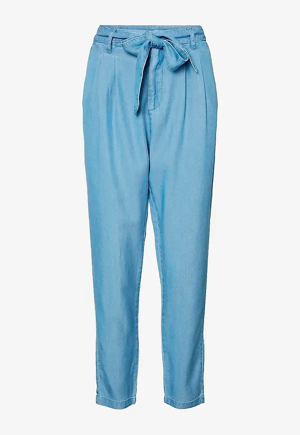 Vero Moda - Byxor vmMia HR Loose Tie Pant - Blå