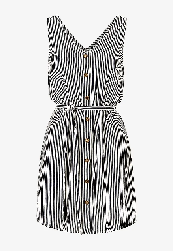 Vero Moda - Klänning vmBumpy SL Short Dress Wvn - Blå