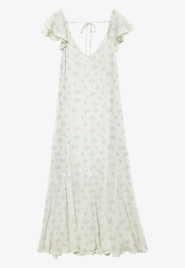 Vero Moda - Maxiklänning vmSmilla S/L Ankle Frill Dress Wvn - Vit
