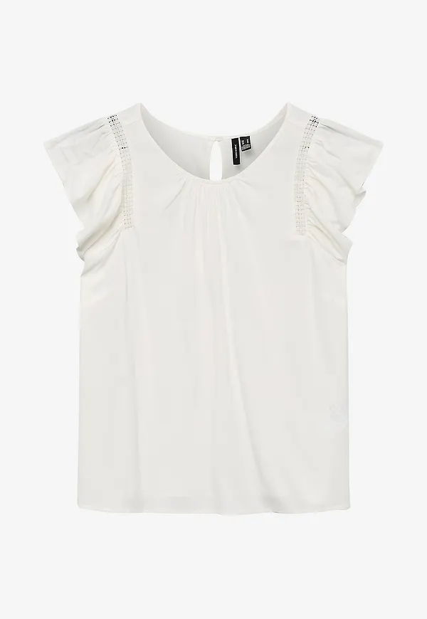 Vero Moda - Topp vmBella SS Lace Top Wvn GA Noos - Vit