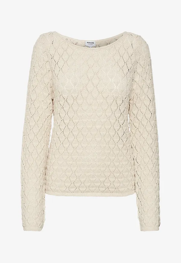 Vero Moda - Tröja vmEvelyn LS Crochet Top - Beige