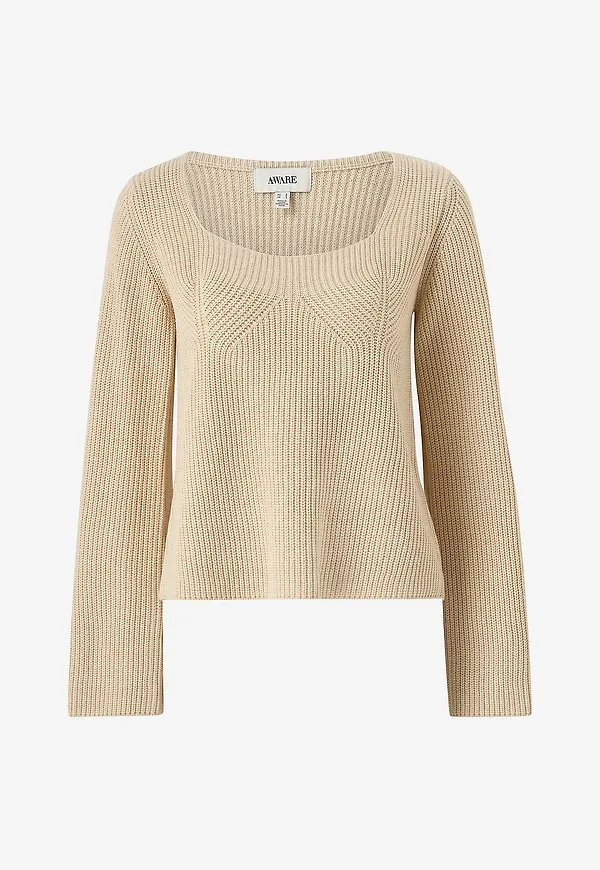Vero Moda - Tröja vmGinger LS Knit - Beige