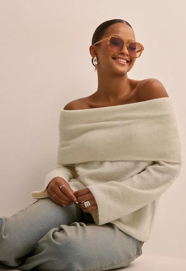 Vero Moda - Vit - Vmera Ls Off Shoulder Pullover Ga