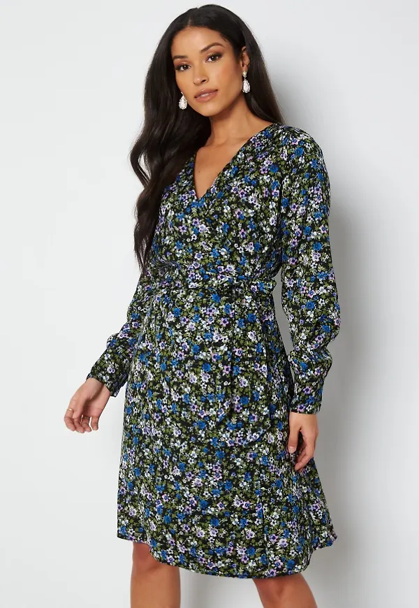 VERO MODA Abby L/S Button Dress Black AOP Abby M
