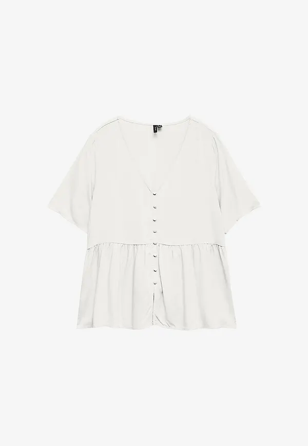 Vero Moda - Blus vmAlba SS Peplum Wvn - Vit