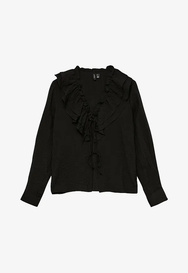 Vero Moda - Blus vmKausa Flounce LS - Svart