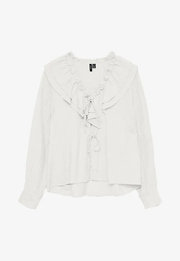 Vero Moda - Blus vmKausa Flounce LS - Vit