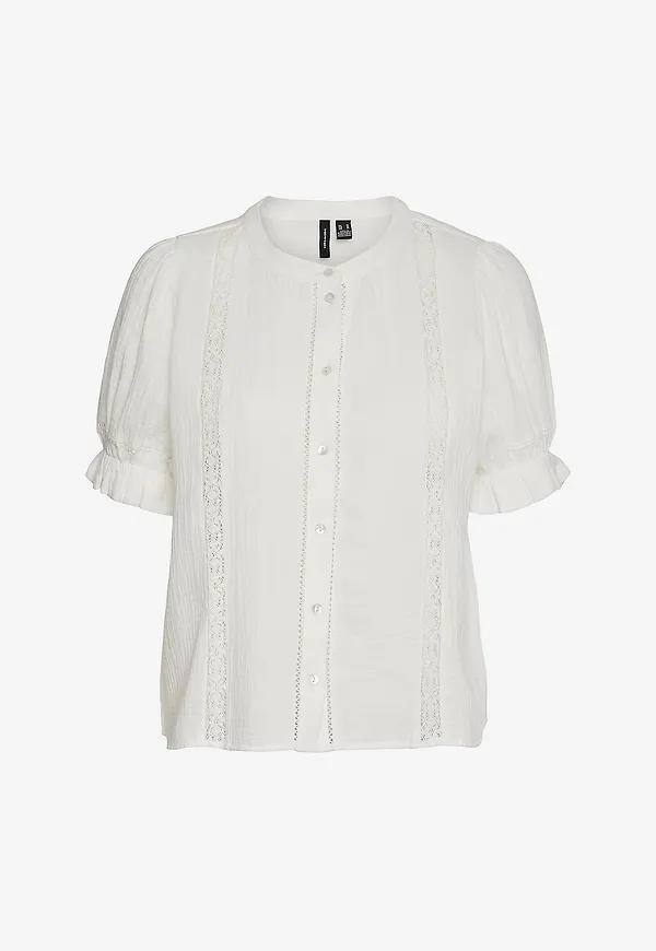 Vero Moda - Blus vmNatali 2/4 Lace Short Top Wvn - Vit