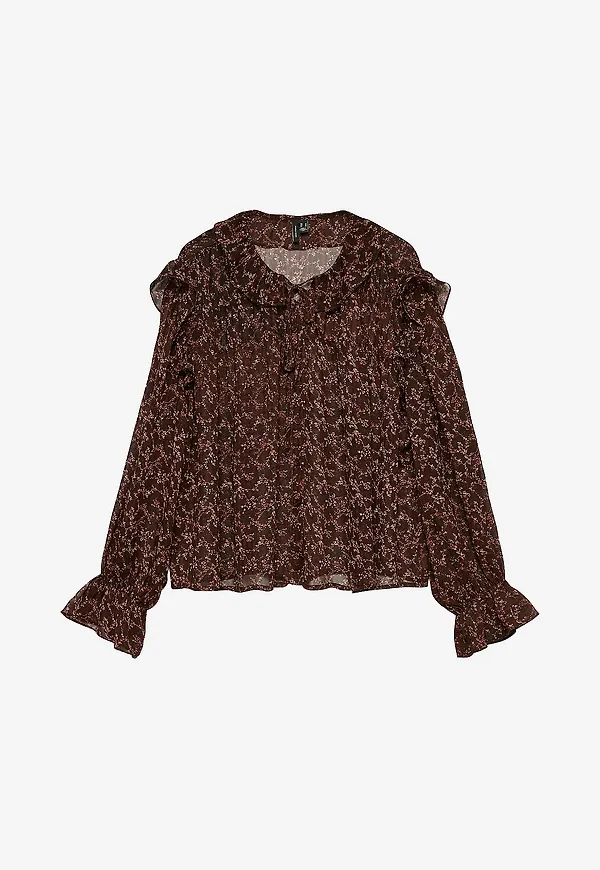Vero Moda - Blus vmPetra LS Wvn GA - Brun