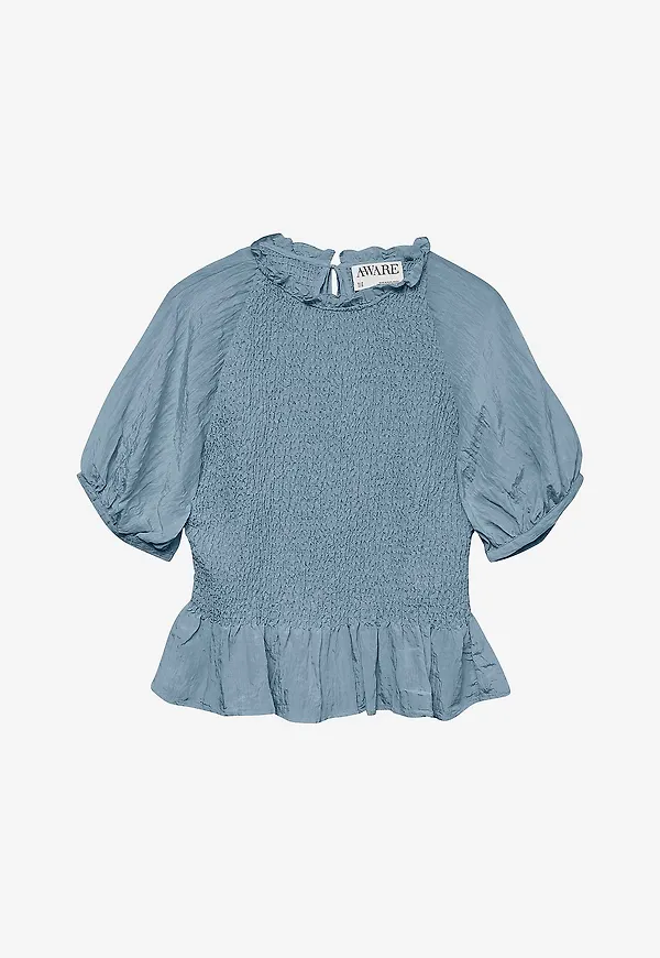 Vero Moda - Blus vmPhoebe SS High Neck Top - Blå