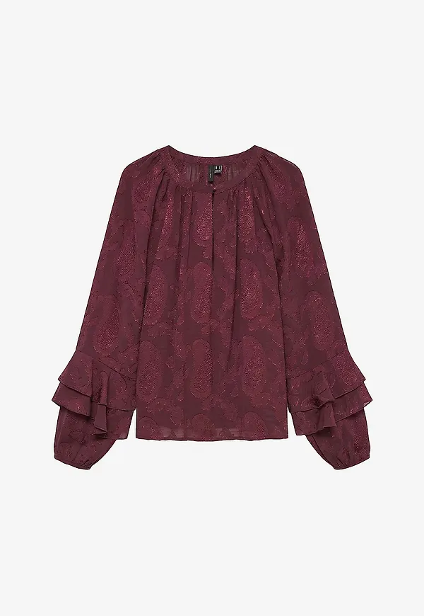 Vero Moda - Blus Vmtilly Tina Ls Top Wvn - Röd
