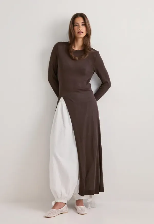 Vero Moda - Brun - Vmbenita Ls Long Knit Pullover Exp