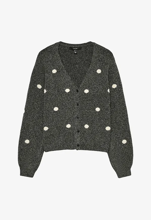 Vero Moda - Cardigan vmDoffy Intarsia LS V-neck Cardi GA - Grå
