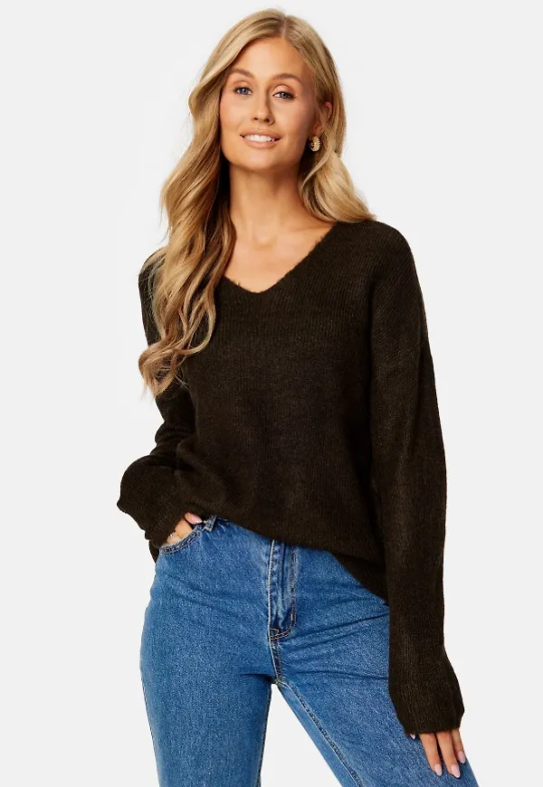 VERO MODA Crewlefile LS V-NEck Blouse Coffee Bean Detail.M S
