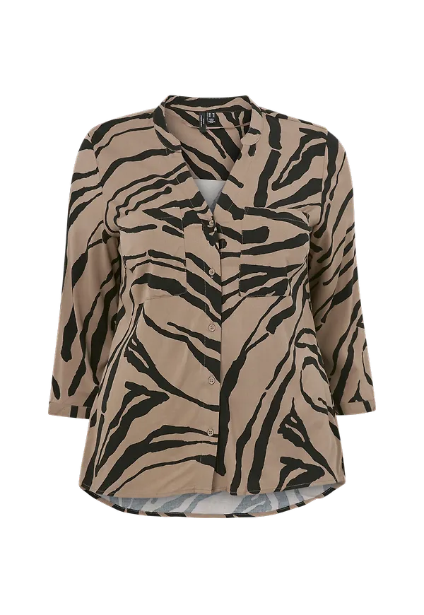 Vero Moda Curve - Blus vmZee 3/4 Sleeve Shirt Curve - Brun