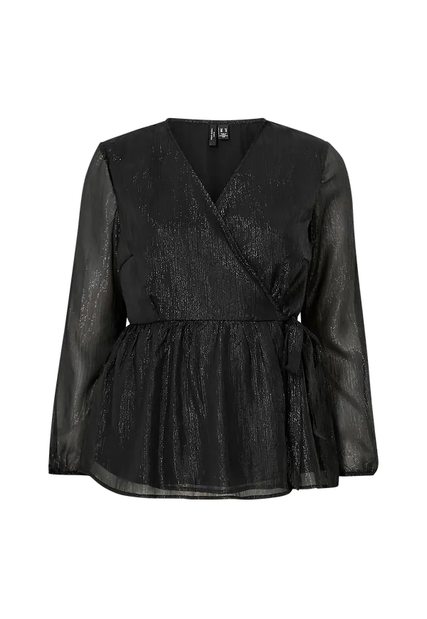 Vero Moda Curve - Omlottblus vmLisa LS Wrap Blouse Curve - Svart